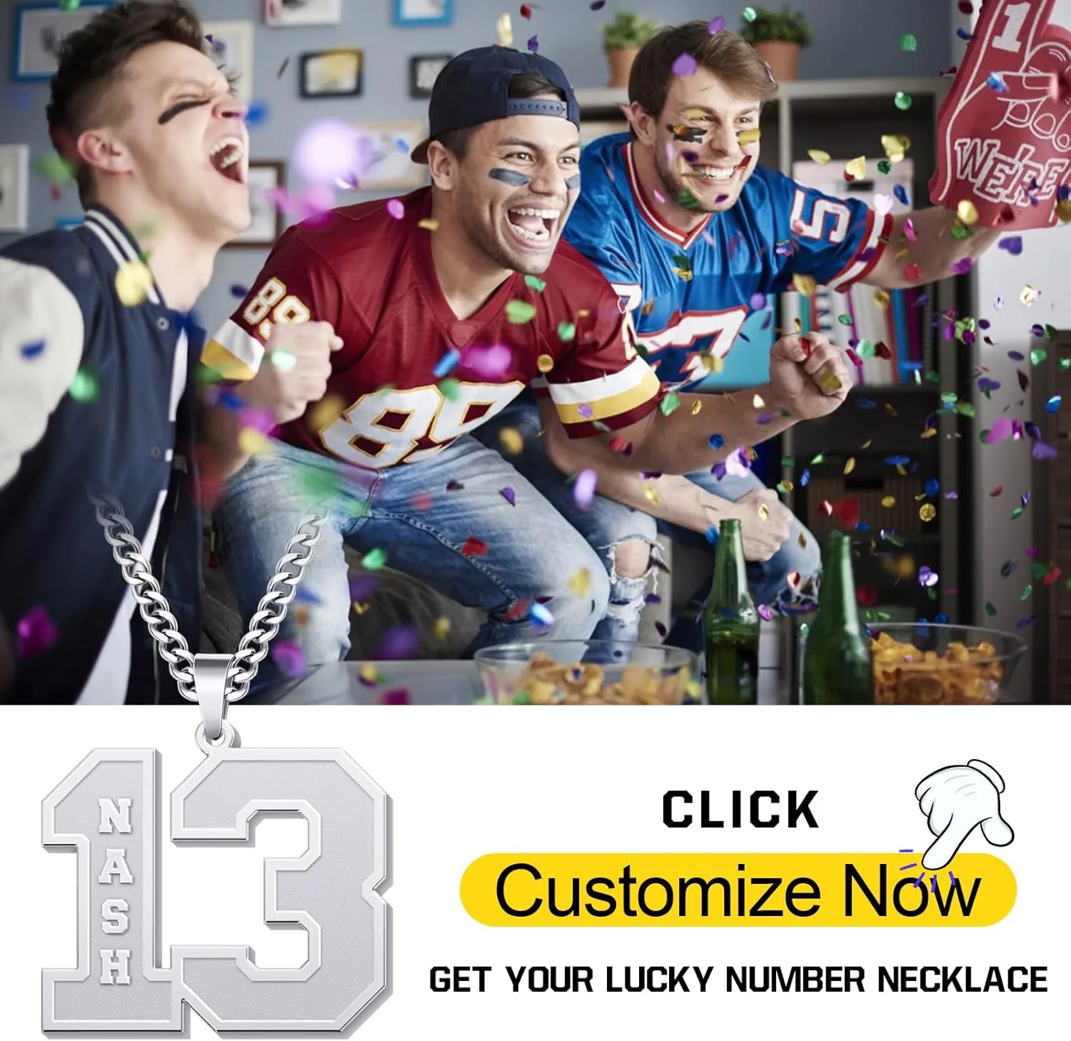 Yopicks Custom Number Necklace for Men,Football Baseball Athletes Jersey Numbers 00-99 with Name Charm Necklace and Stainless Steel Custom Chain, Personalized Jewelry Gift for Boyfriend Brother