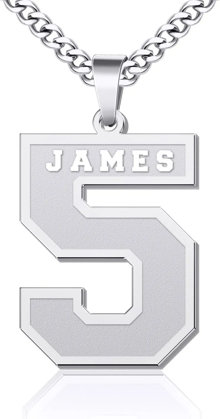 Yopicks Custom Number Necklace for Men,Football Baseball Athletes Jersey Numbers 00-99 with Name Charm Necklace and Stainless Steel Custom Chain, Personalized Jewelry Gift for Boyfriend Brother