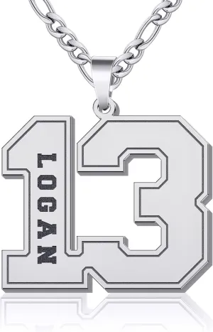 Yopicks Custom Number Necklace for Men,Football Baseball Athletes Jersey Numbers 00-99 with Name Charm Necklace and Stainless Steel Custom Chain, Personalized Jewelry Gift for Boyfriend Brother