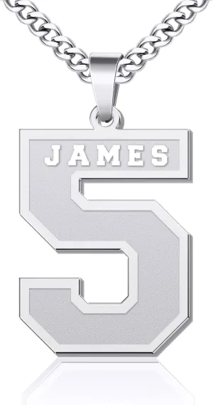 Yopicks Custom Number Necklace for Men,Football Baseball Athletes Jersey Numbers 00-99 with Name Charm Necklace and Stainless Steel Custom Chain, Personalized Jewelry Gift for Boyfriend Brother