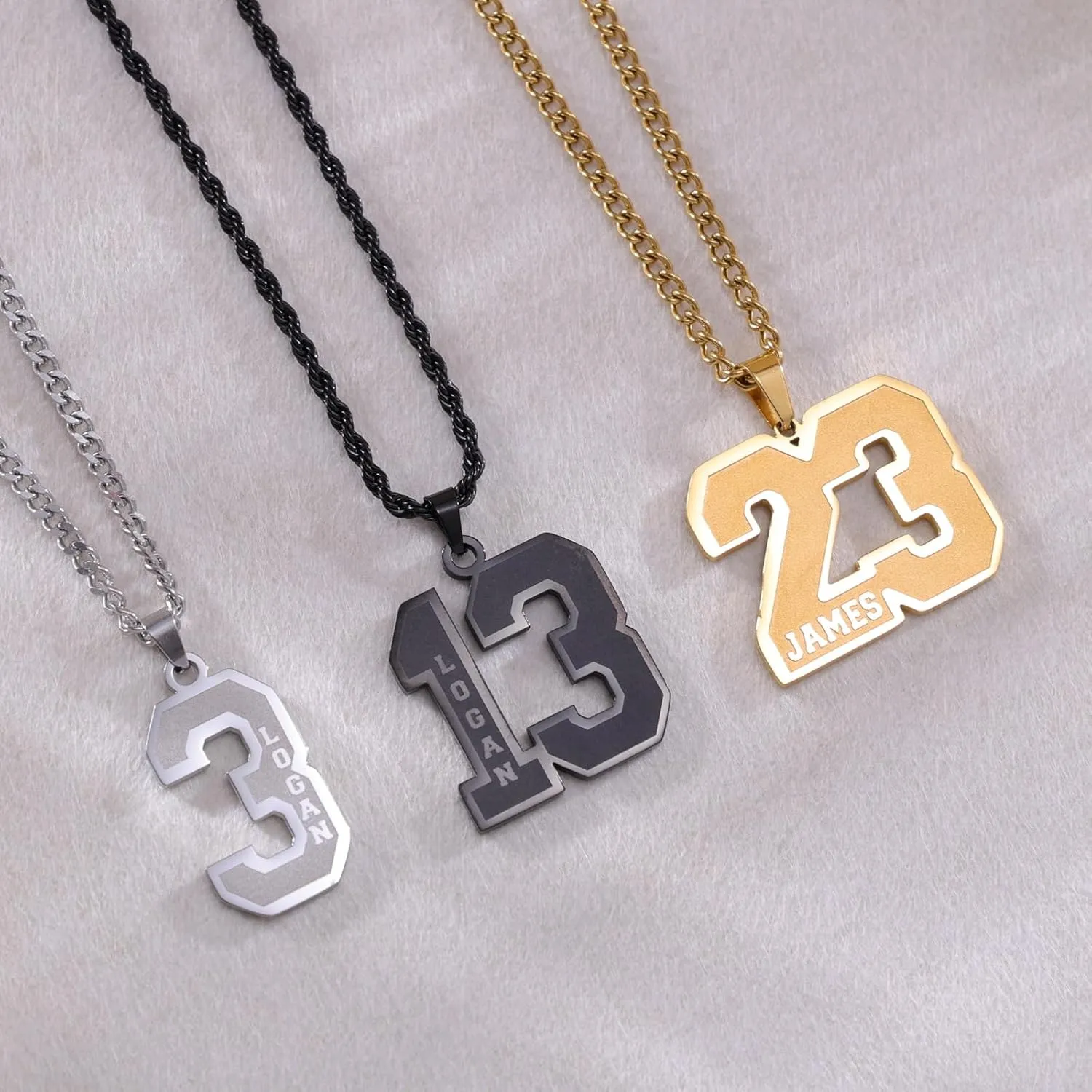 Yopicks Custom Number Necklace for Men,Football Baseball Athletes Jersey Numbers 00-99 with Name Charm Necklace and Stainless Steel Custom Chain, Personalized Jewelry Gift for Boyfriend Brother