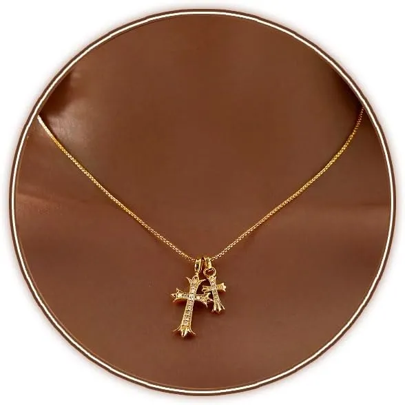 Zeffy Cross Necklace for Women,18K Gold/Silver Plated Tiny Cubic Zirconia Cross Pendant Necklace for Women Simple Layered Cross Necklaces for Women