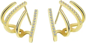 Zircon Needle Claw Earrings Cuff for Women Minimalist Dainty Tiny Ear Cuff Piercing Studs Earrings,Luxury Trendy Ear Wrap Cuff Claw Earrings